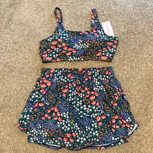 Meet Curve Floral Swim Set- Shorts and Bra Top Size XL *NWT*